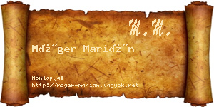 Móger Marián névjegykártya